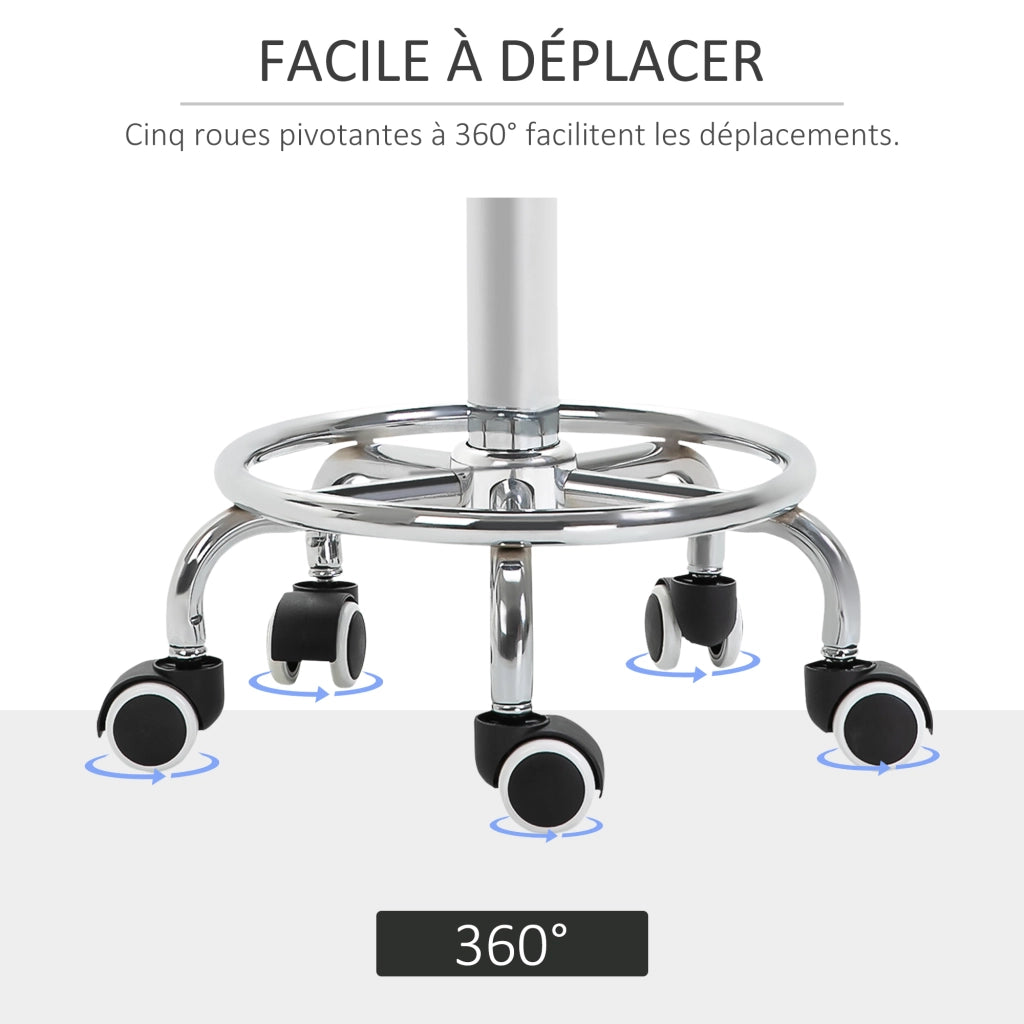 Sgabello girevole 360¡ã con rotelle ¨C Xylo ¨C altezza regolabile 50-64 cm, seduta imbottita, nero