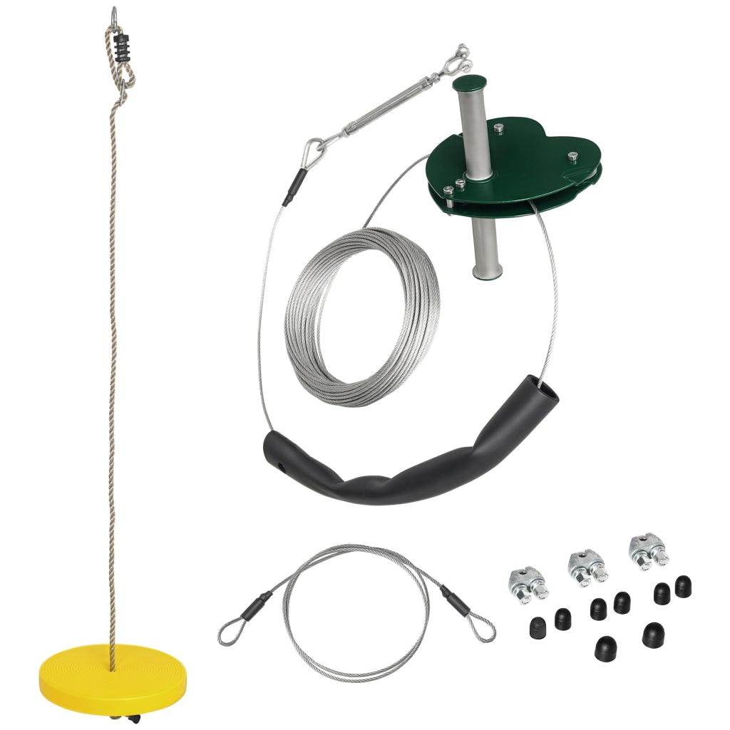 Kit Tirolina per Bambini ¨C Zephmum ¨C Verde, Corda Regolabile, 6-10 Anni