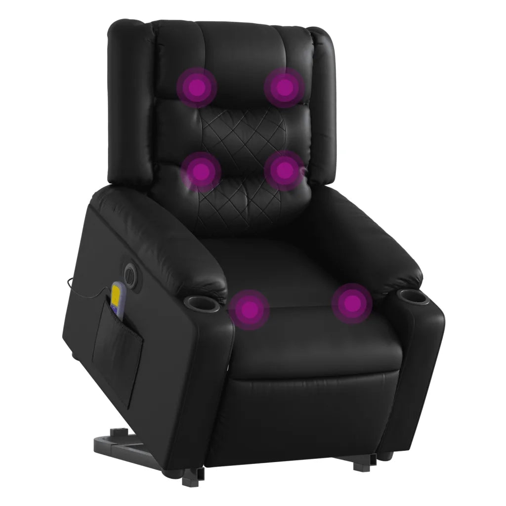 Poltrona Alzapersona Massaggiante Elettrica Nera in Similpellecod mxl 85152