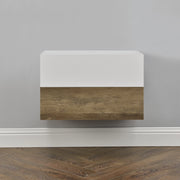 Set di 2 Comodini da Parete con Cassetto 46x30x15 cm Effetto Legno / Bianco Opaco [en.casa]