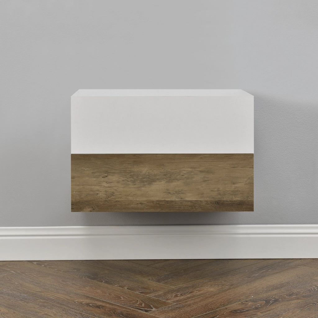 Set di 2 Comodini da Parete con Cassetto 46x30x15 cm Effetto Legno / Bianco Opaco [en.casa]