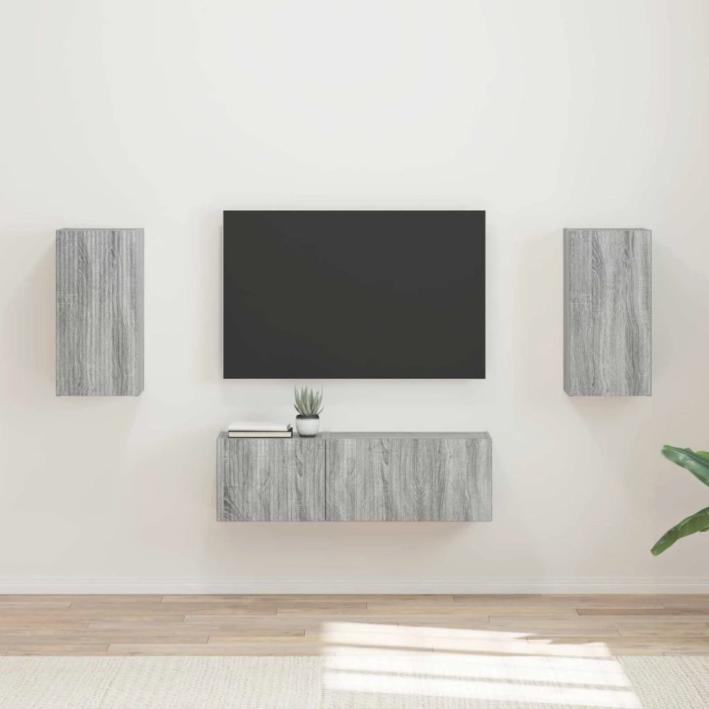Set di Mobiletto da TV a Parete 4 pcs Grigio Sonoma 3408913