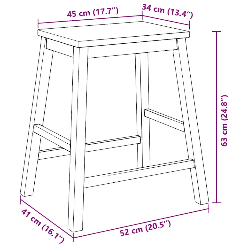 Sedie da Bar 2 pz Bianchi in Legno Massello di Hevea 4102582