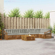 Set di divani da esterno 7 pcs Grigio Naturale e Chiaro