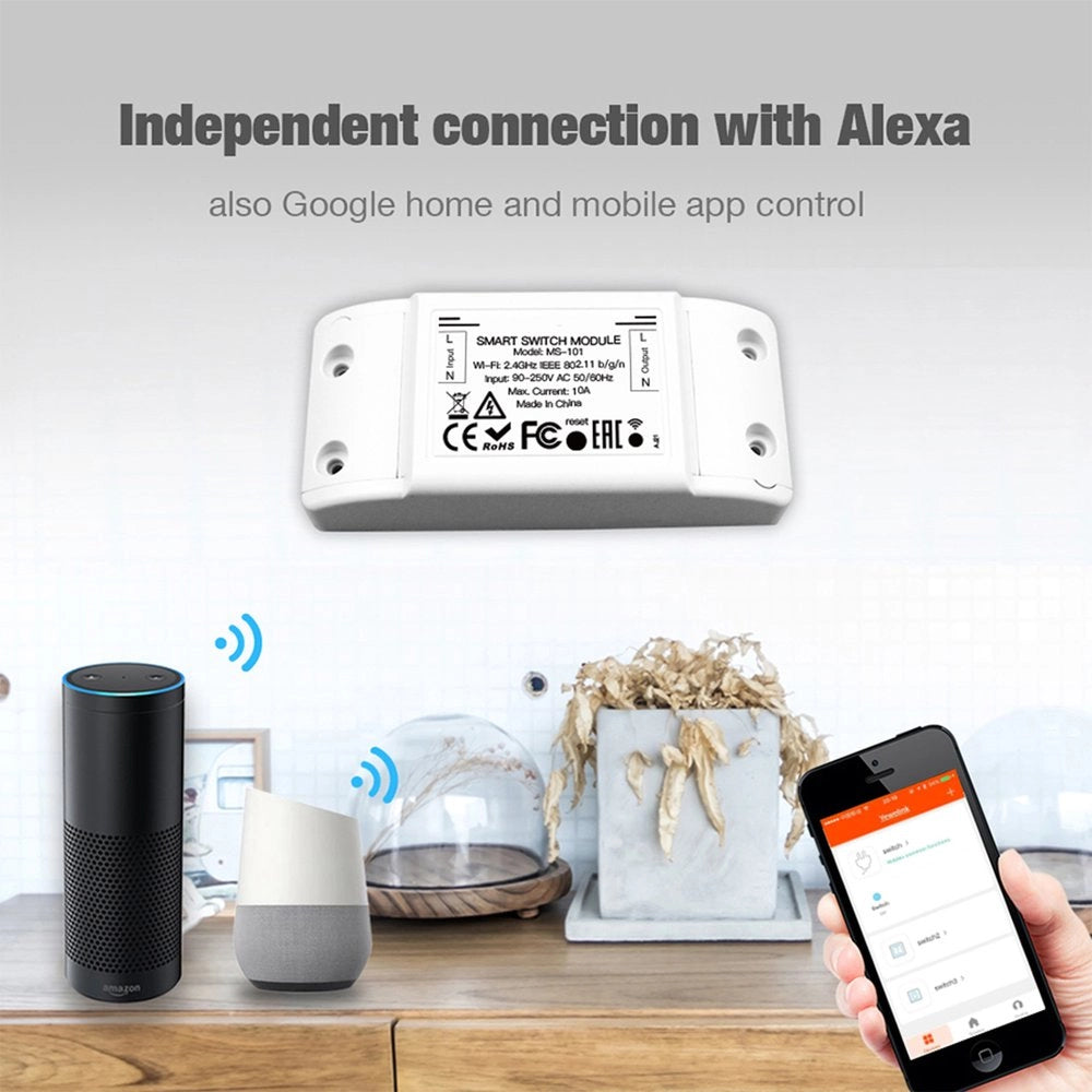 Interruttore WIFI 10A WIFI 2.4G TUYA, Smart Life 10A AC 90-250V 50/60HZ 2200W