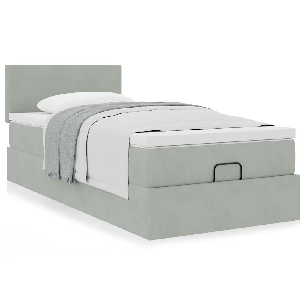Struttura Letto Pouf con Materasso 90x200 cm in Velluto 3311675