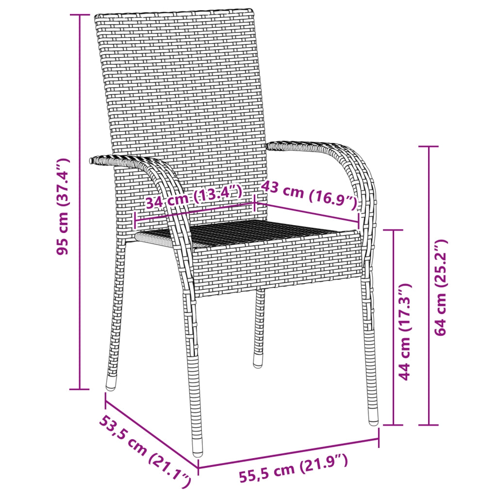 Set da Pranzo da Giardino 5 Pezzi Nero Polyrattan