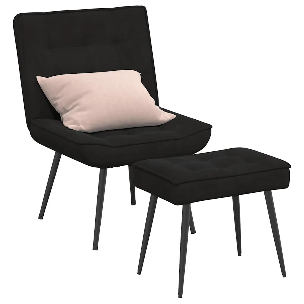 Poltrona Relax | Sedia Relax con Poggiapiedi Nera in Velluto