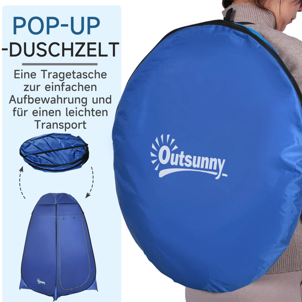 Tenda WC a piega; 120 x 120 x 190 cm; tenda doccia mobile da campeggio; tenda per il cambio con tasca interna; cabina doccia; poliestere; blu scuro