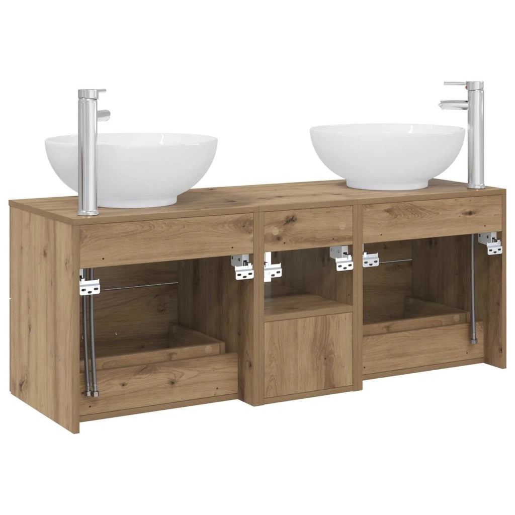 Set di mobili per il bagno 3 pz Rovere Artigianale 3405906