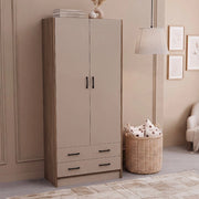 Armadio due ante e cassetti 91x52x210h colore noce e cashmere ARM290C