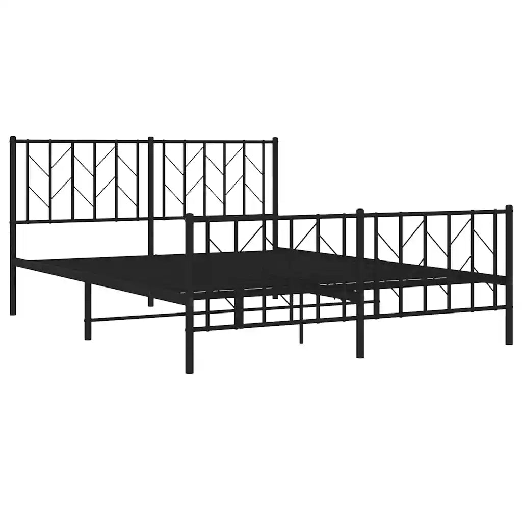 Giroletto con Testiera e Pediera Metallo Nero 150x200 cm 374457
