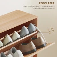 Scarpiera Ingresso Salvaspazio Slim con 4 Ante a Ribalte, Mobile Scarpiera Moderna per 24 Paia di Scarpe con Ripiani Regolabili, Portascarpe in Legno, 120x24x81cm, Color Legno