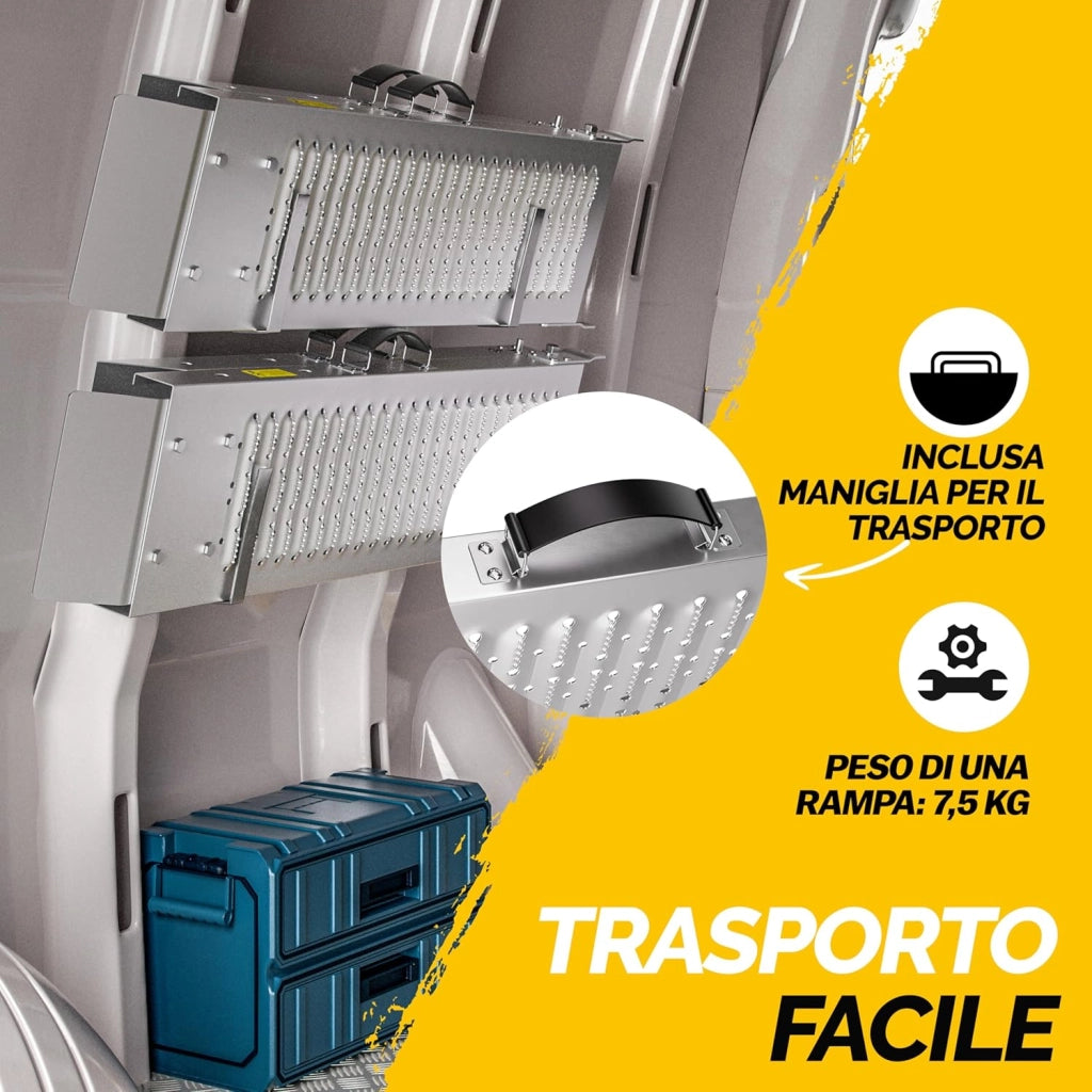 2x Rampa di Carico Pieghevole Max. 400kg Acciaio Zincato Antiscivolo Pedane Moto Quad
