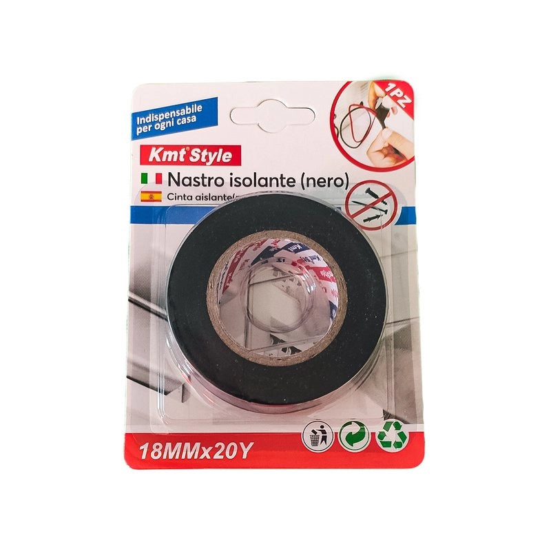 Nastro Isolante Elettrico in PVC 18mm X 20m Nero