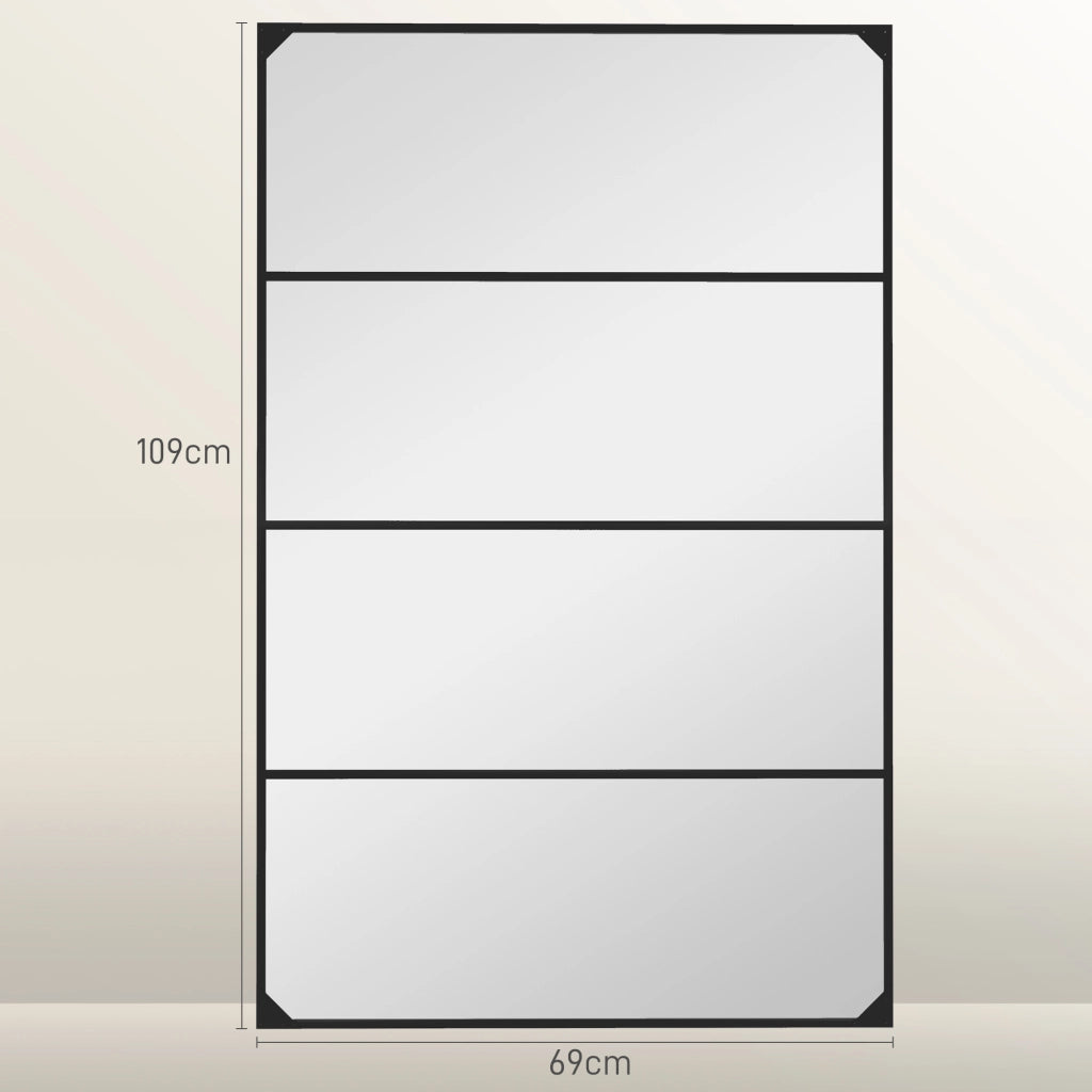 Specchio Muro Vetro Rettangolare Stile Industriale ¨C zephmum ¨C Nero Metallo 109x69 cm