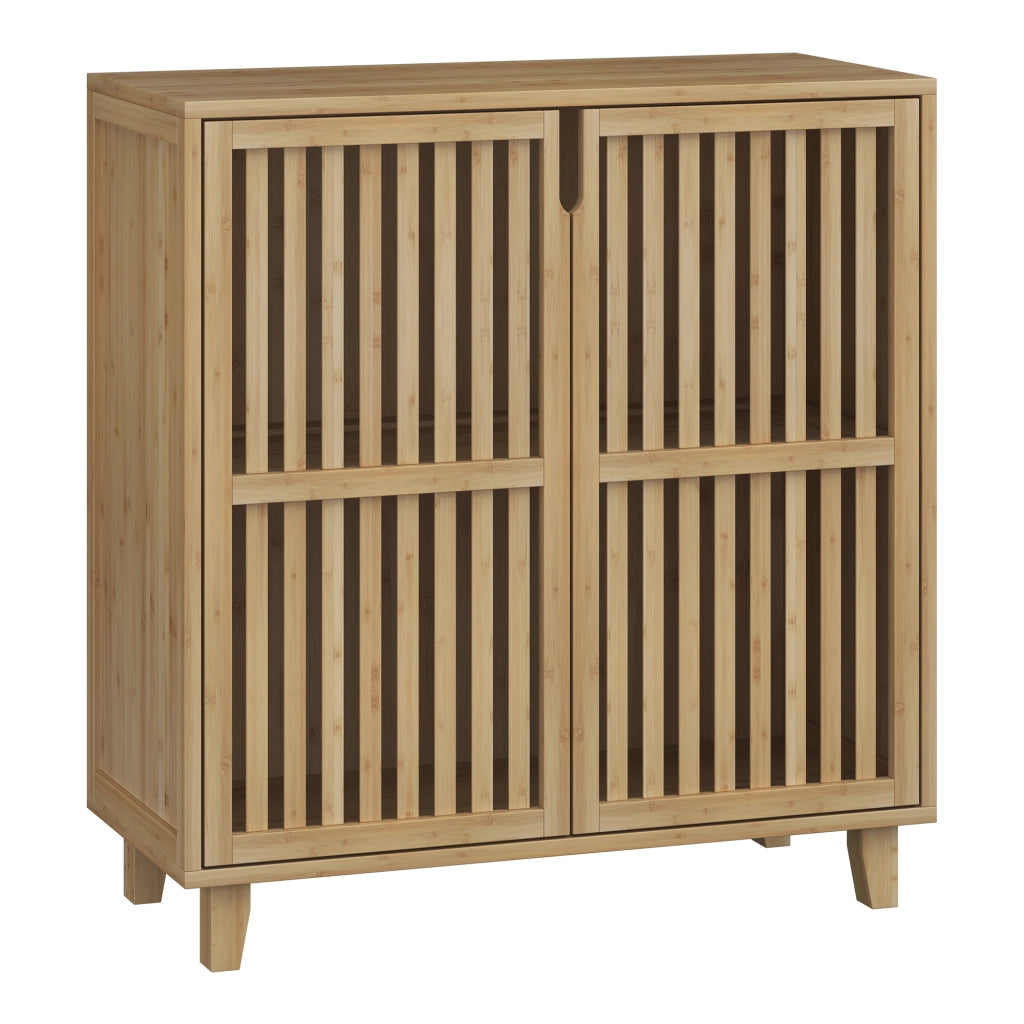 Mobile Contenitore Multifunzionale Sirgerg a 2 Ante 77 x 72 x 33 cm in Bambù Naturale [en.casa]