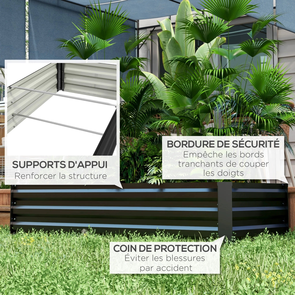 Vaso da giardino rettangolare in acciaio ¨C zephmum ¨C nero 100x50x30
