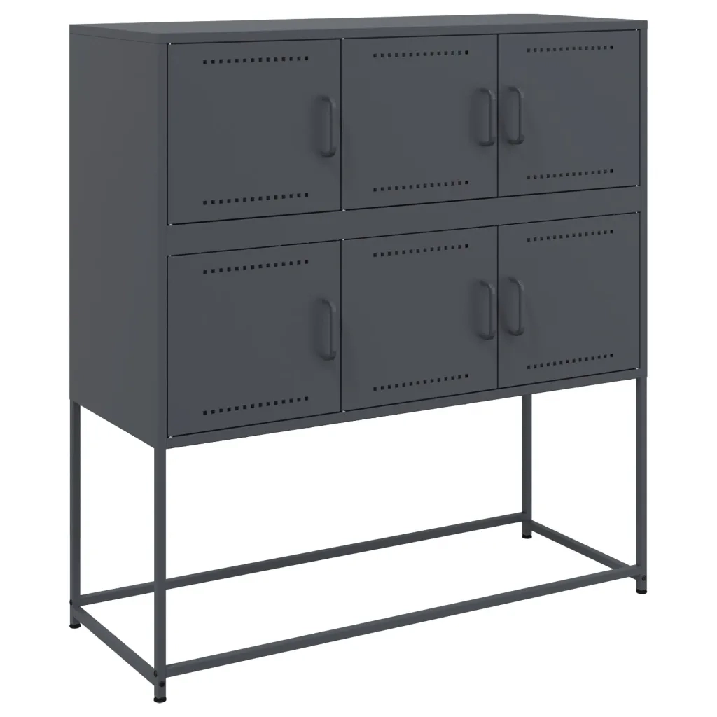 Credenza | Madia | Buffet da pranzo | Armadio da pranzo Antracite 100,5x39x107 cm in Acciaio