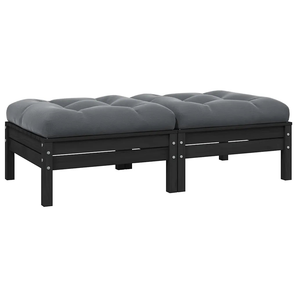 Divano da Giardino a 2 Posti con Cuscini Nero Massello di Pino cod mxl 73497