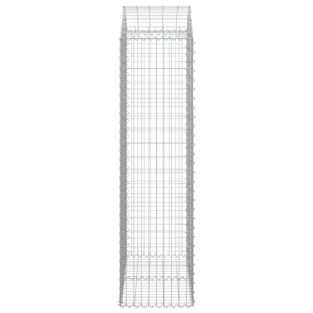 Cesto gabbione recinzione a gabbia muro di contenimento ad arco 100 x 50 x 180/200 cm ferro zincato argento 02_0039964