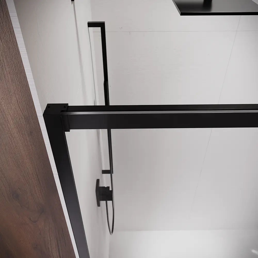 Box doccia 90x130 cm scorrevole vetro 8mm trasparente profili nero opaco h195cm | Antille