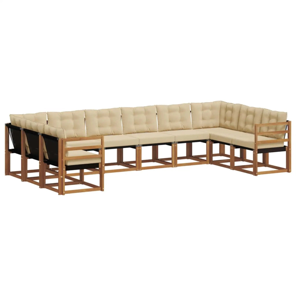 Set di divani da esterno con cuscino 10 pcs Naturale e Beige