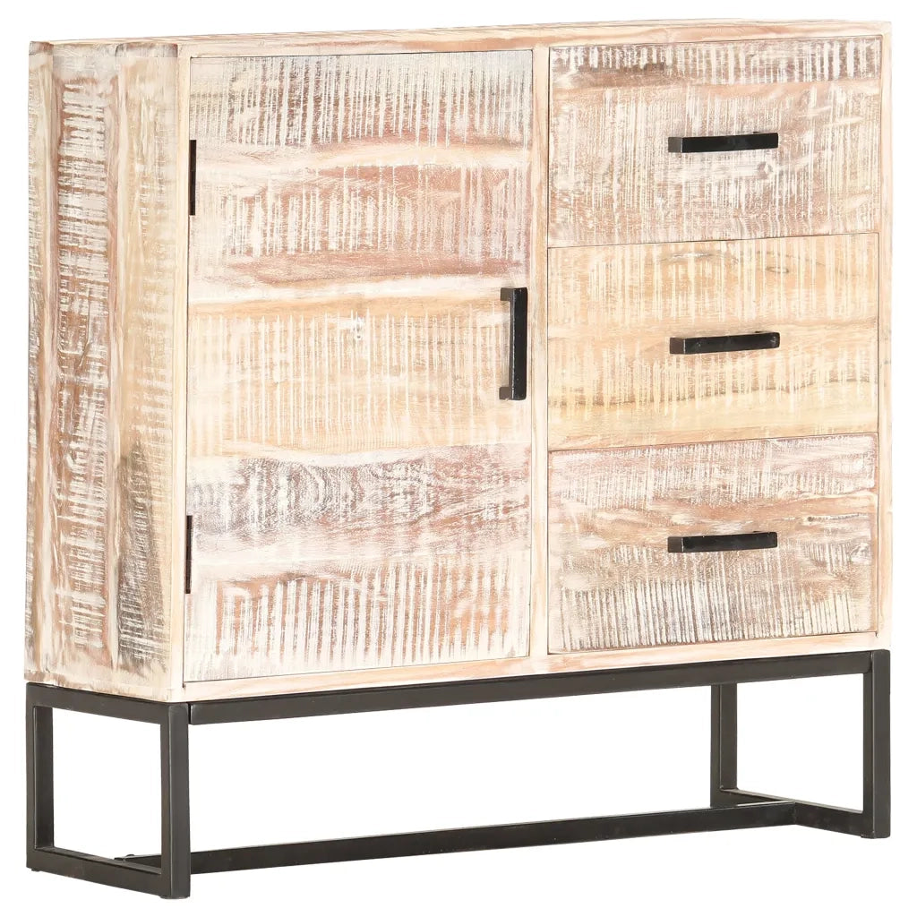 Credenza Bianca 73x30x75 cm in Legno Massello di Acacia cod mxl 61298