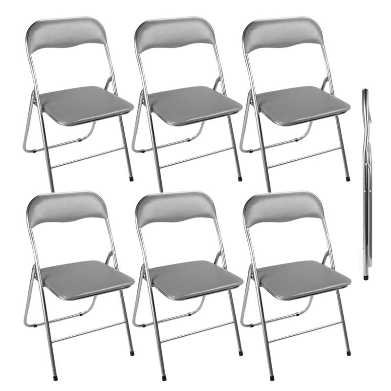 SET 6 SEDIE PIEGHEVOLI IMBOTTITE GRIGIO, 44X45X78H CM, SEDUTA COMODA, PORTATILE, STRUTTURA IN METALLO, SLIM, SALVASPAZIO, RESISTENTE