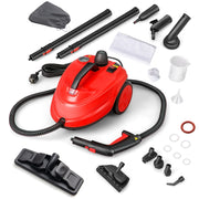 Macchina per pulizia a vapore ad alta pressione 2000W con 15 accessori, Pulitore a vapore finestre pavimenti Rosso