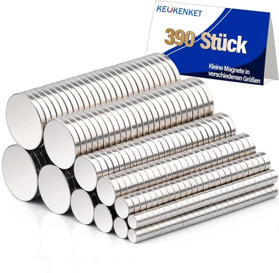390 pezzi di magneti mini forti, magneti rotondi piccoli di neodimio, 6 diverse dimensioni, magneti piccoli forti, magneti rotondi per whiteboard per bacheche magnetiche, attività manuali, ufficio, frigorifero.