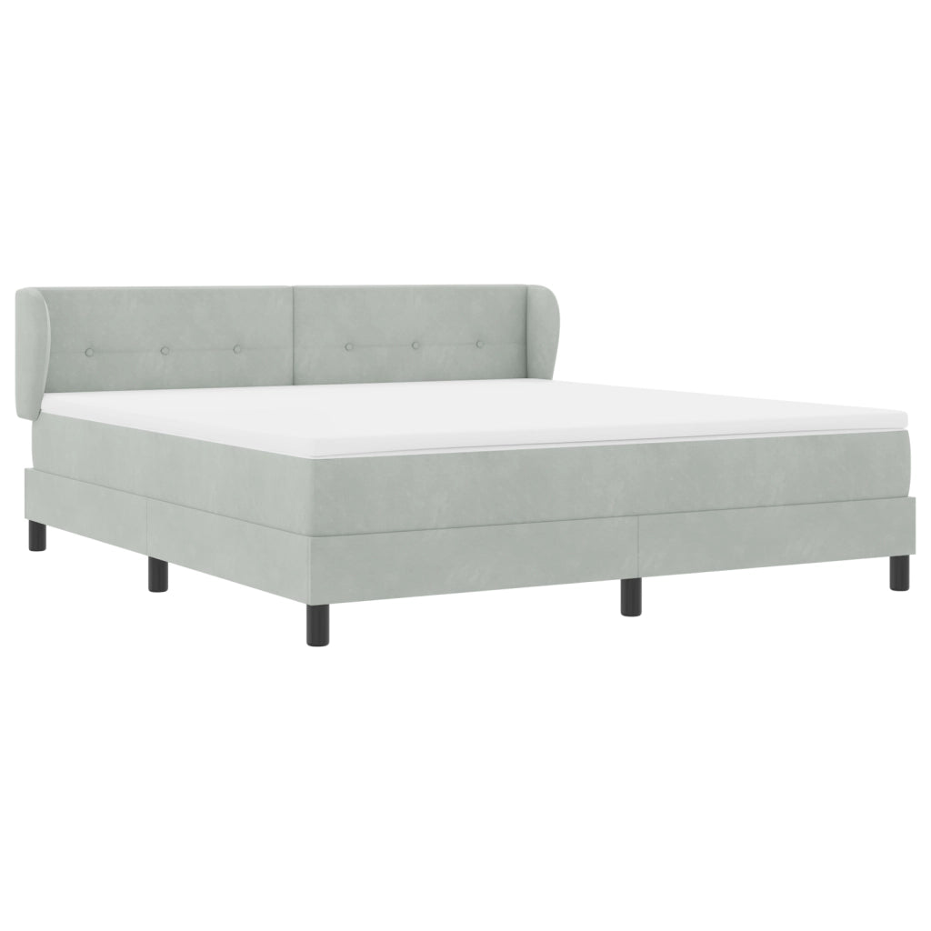 Letto Box Spring  con Materasso Grigio Chiaro 180x200 cm Velluto