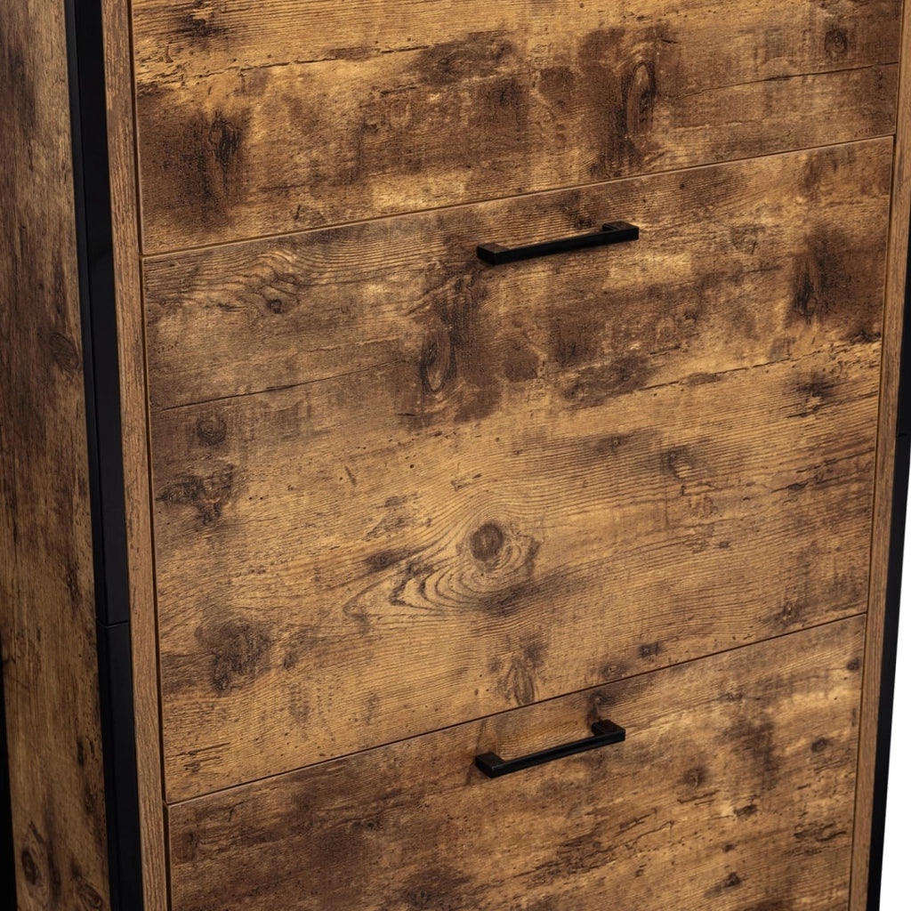Scarpiera con 3 ante effetto invecchiato design industriale DAYTON