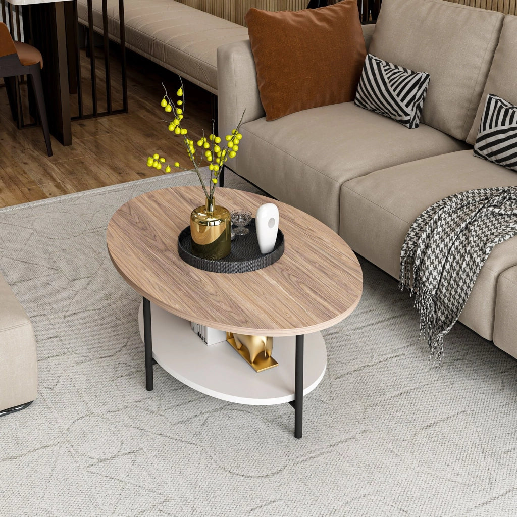 Tavolino da caffè in legno "Elis" - 90 x 60 x 36 cm - Rovere bianco