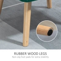 Poltroncina Stile Nordico in Legno ed Effetto Velluto Verde per Soggiorno o Ufficio, 67x61.5x71cm