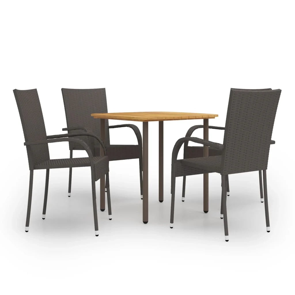 Set da pranzo da giardino per esterni da 5 pezzi mobili in vimini e resina marrone 02_0013911