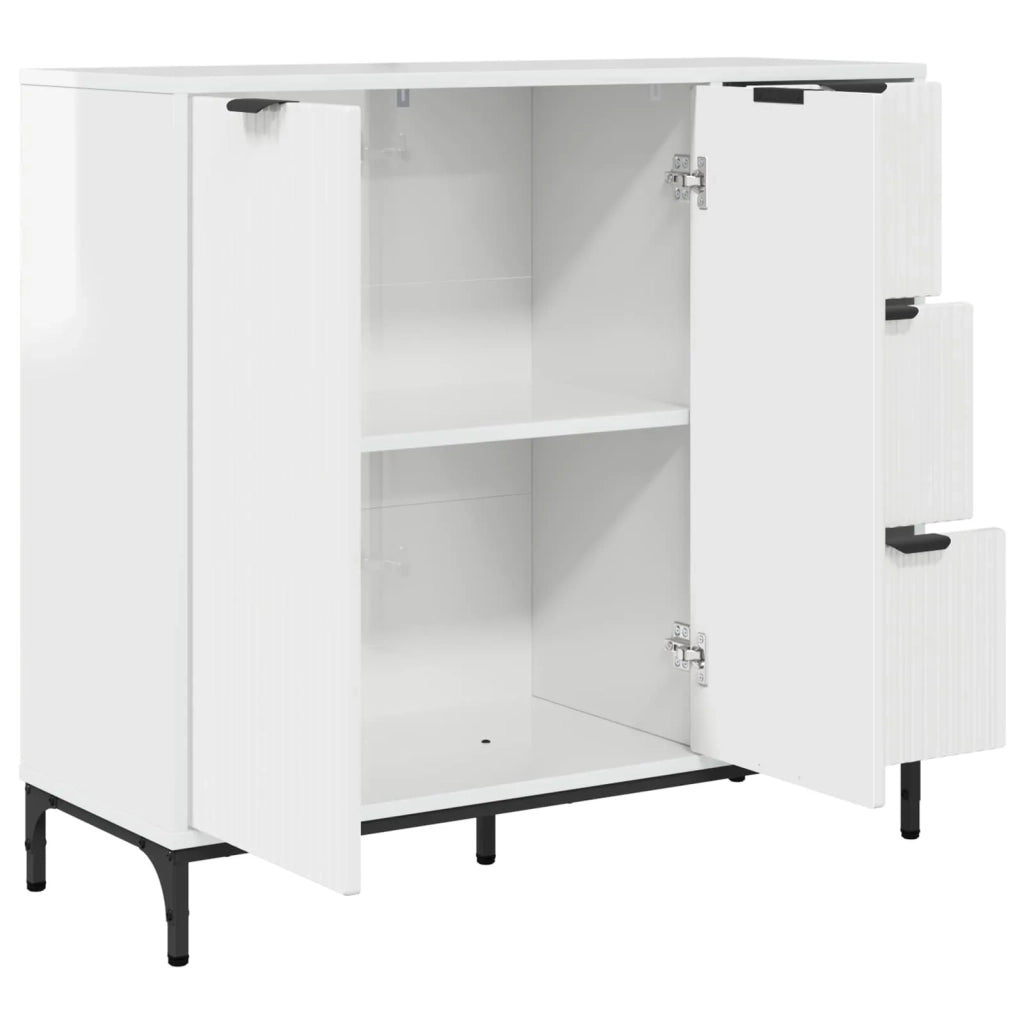 Credenza Bianco Lucido 89,5 x 33 x 82 cm Legno multistrato 883458