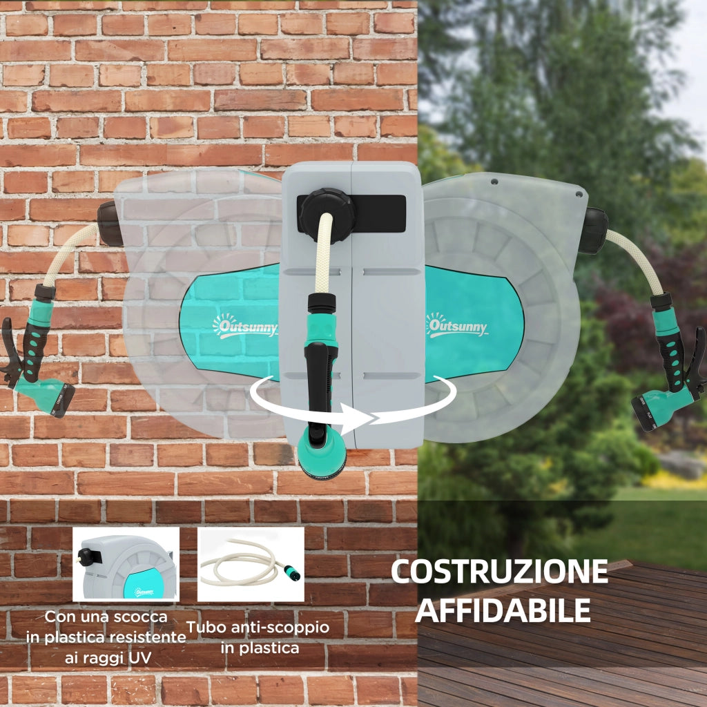 Avvolgitubo Automatico da Parete 25+2m ¨C Xylo ¨C Grigio con 7 Getti