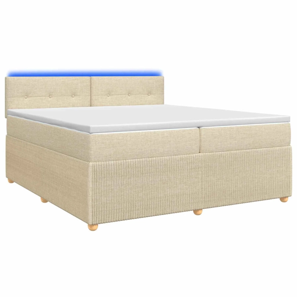 Letto box spring con materasso Crema 200 x 200 cm Tessuto 3453014