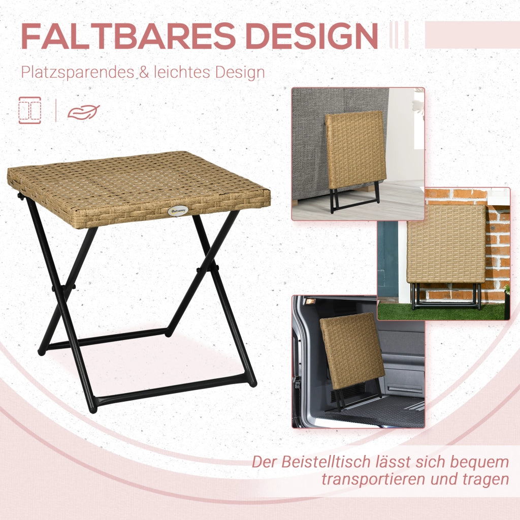 Tavolino da balcone in polyrattan pieghevole ¨C zephmum ¨C grigio naturale 40x40x40 cm