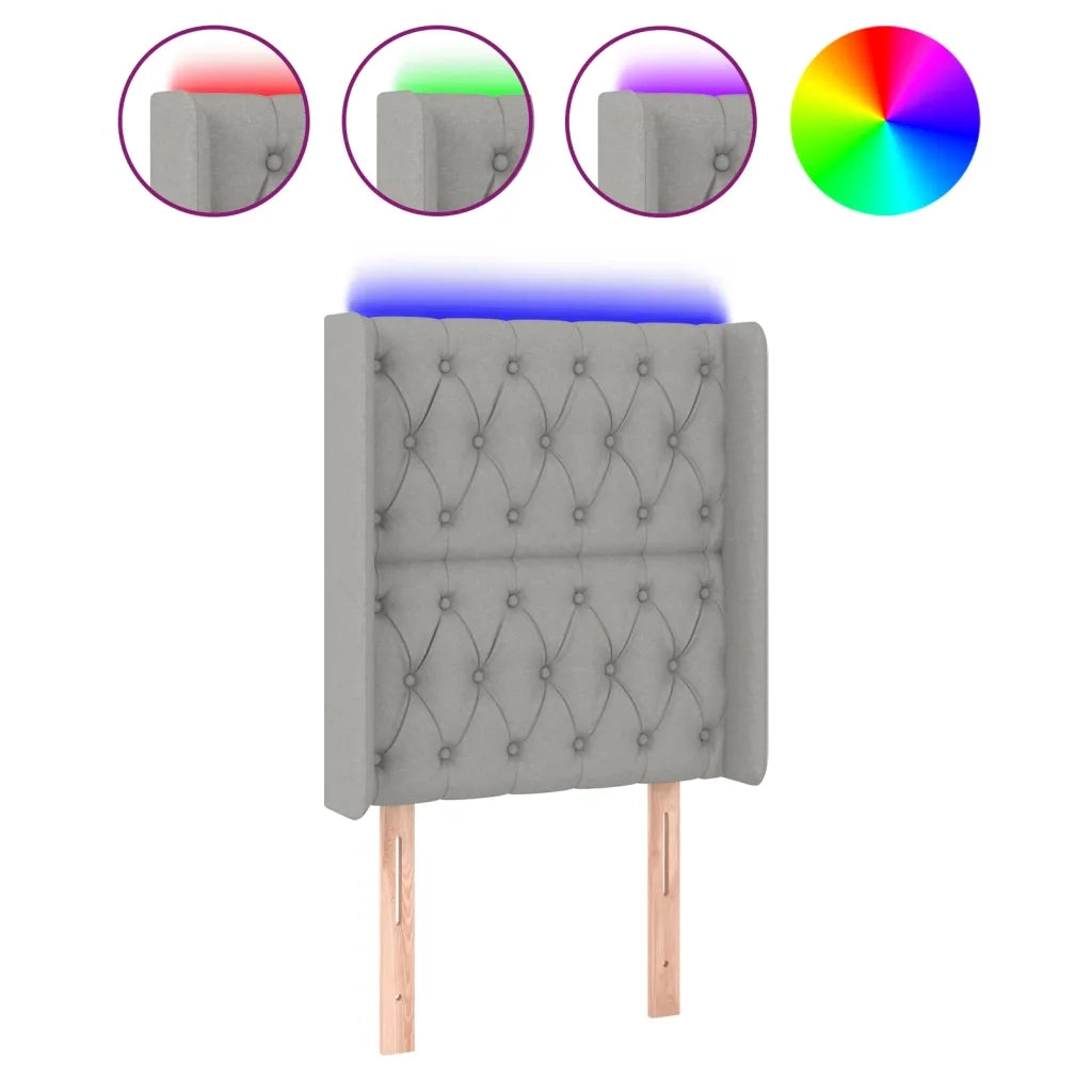 Testiera a LED-Testata con LED Grigio Chiaro 83x16x118/128 cm in Tessuto 779001