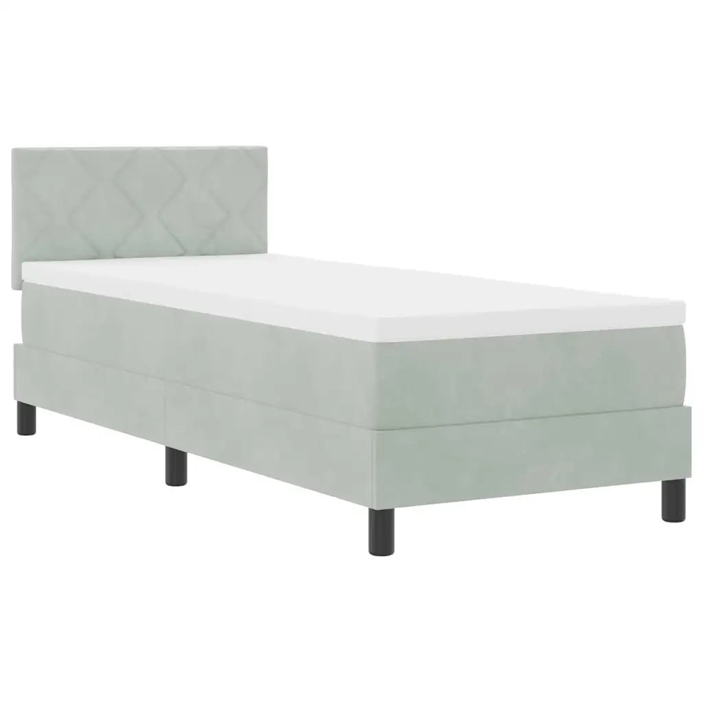 Letto a Sorgente LED con led Grigio chiaro 80 x 200 cm Velluto