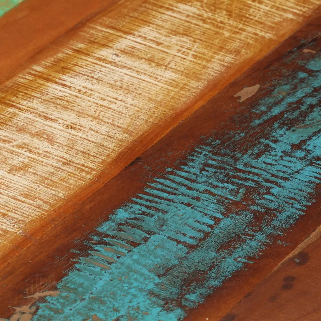 Tavolino da Salotto Rotondo Legno Massello di Recupero 68x37 cm 243300