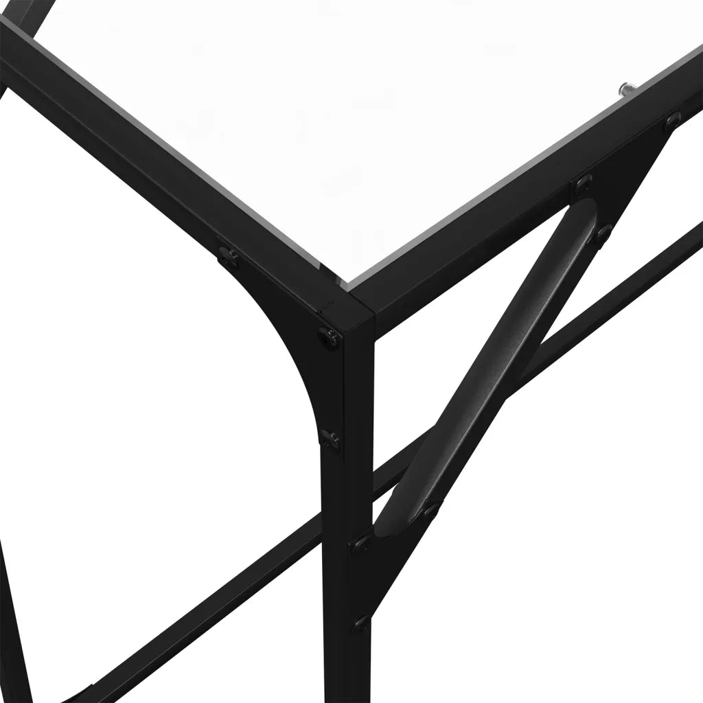 Tavolino Consolle-Tavolino da soggiorno-Tavolo Piano Vetro Trasparente 98x35x81cm in Acciaio 856730