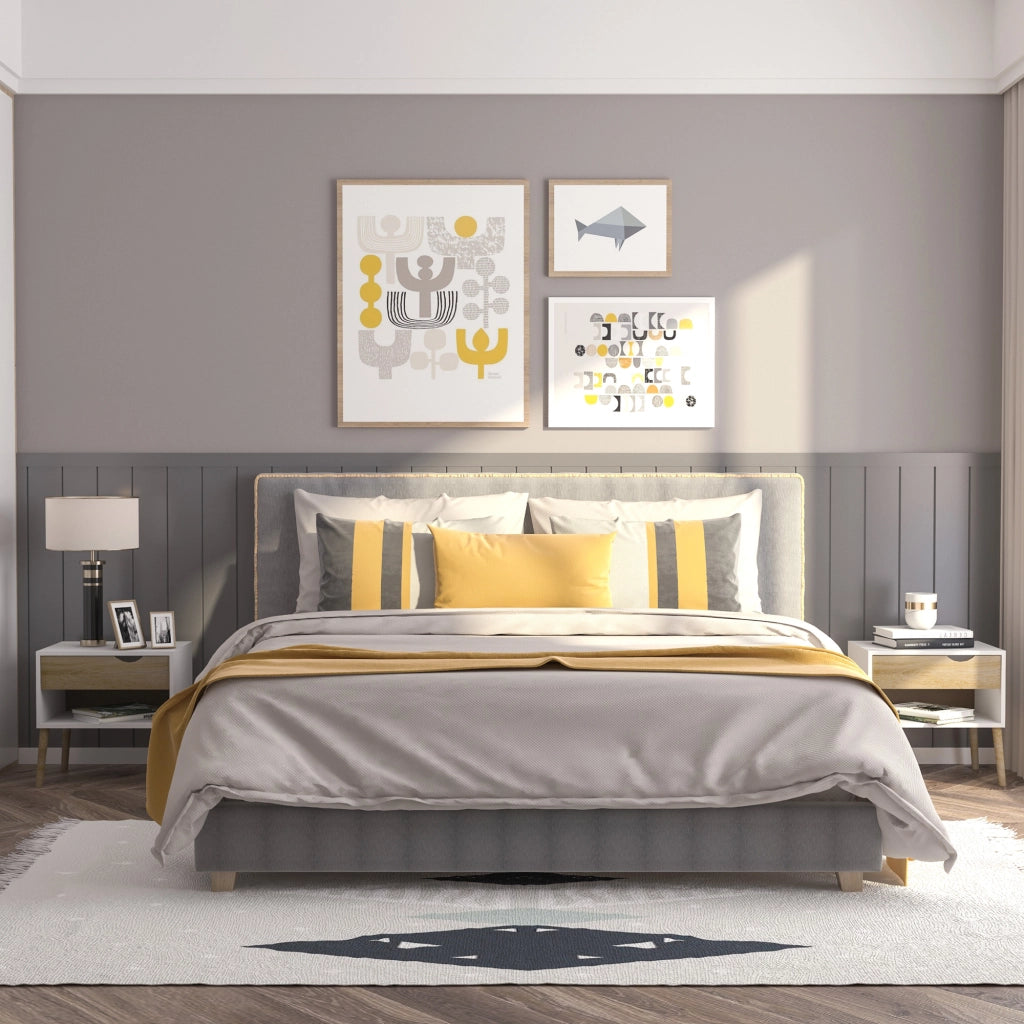Comodino con cassetto e scaffale ¨C Zephmum ¨C 50x39x51 cm bianco e rovere