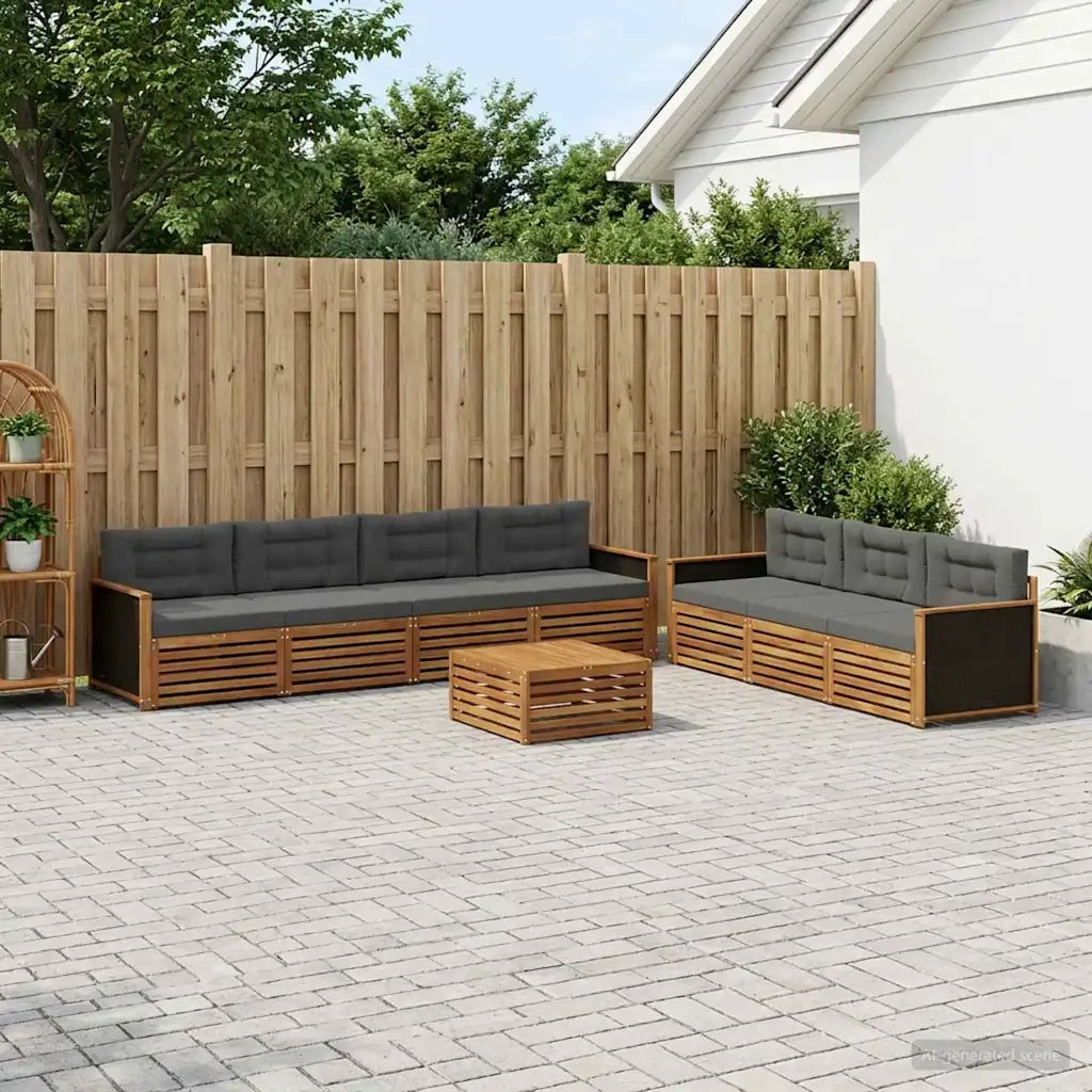 Set di divani da esterno 8 pcs Naturale e Antracite