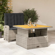 Set da Pranzo da Giardino 2 pz con Cuscini in Polyrattan Grigio 3277343