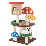 Albero per gatti a fungo 4-in-1 con condo, piattaforma e palla a molla, Torre multi-livello per gatti Colorato-Alberi Tiragraffi