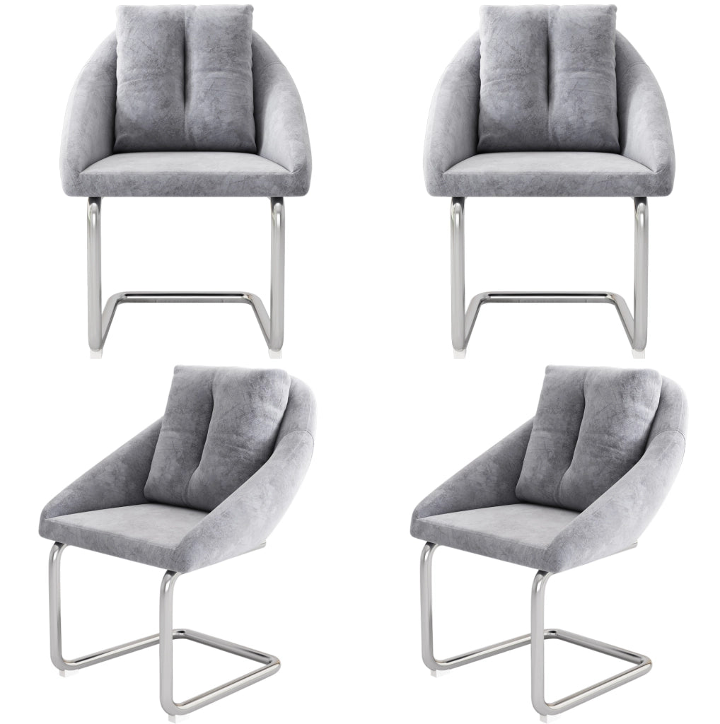 Set di 4 sedie in velluto grigio