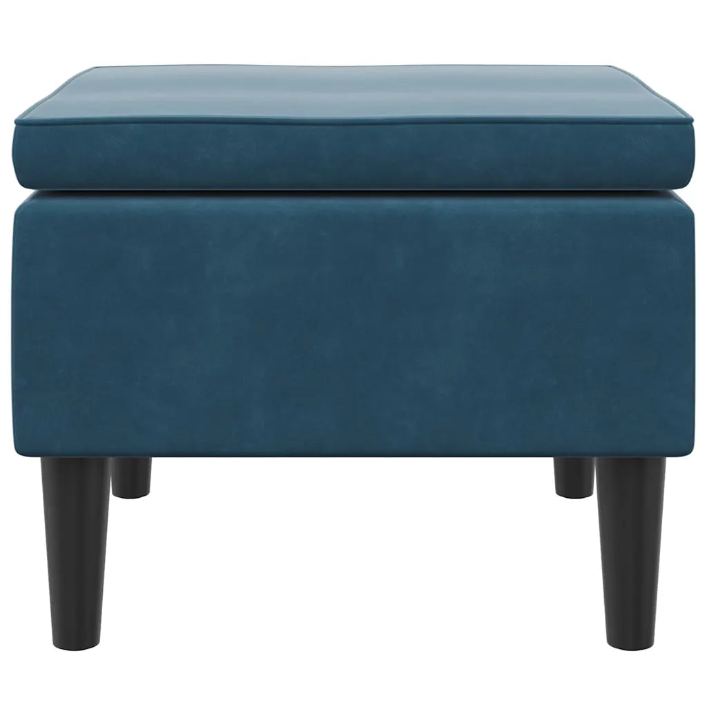 Poggiapiedi con Gambe in Legno Blu in Velluto 329435